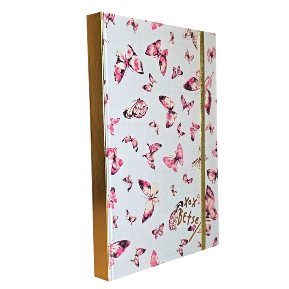 Betsey Johnson Pink Butterfly Journal with Gold Accents